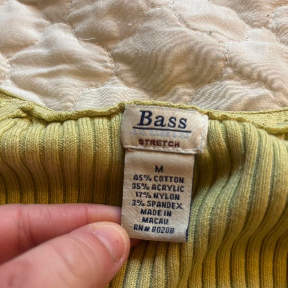 Women's Y2K Lime-Green V-Neck Long Sleeve Sweater Spring Cottagecore Size M - Picture 3 of 5